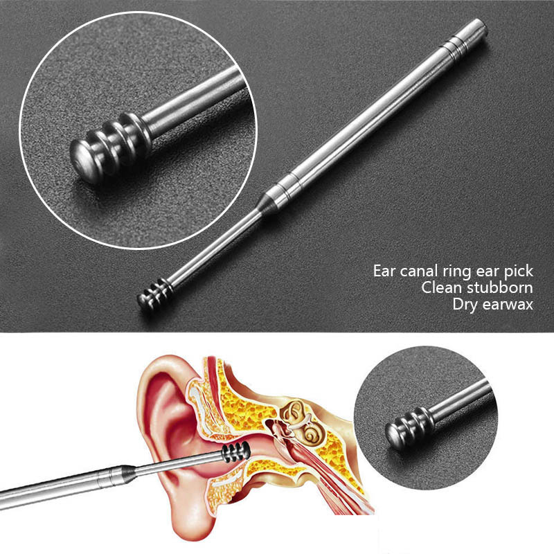 6-in-1 Stainless Steel Earwax Removal Kit | 360° Spiral Earpick Set for Safe & Effective Cleaning