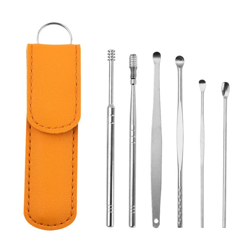 6-in-1 Stainless Steel Earwax Removal Kit | 360° Spiral Earpick Set for Safe & Effective Cleaning