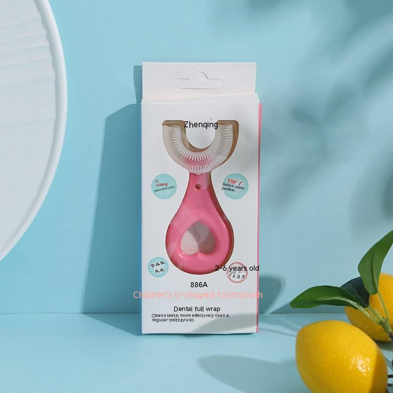 360° U-Shaped Baby Toothbrush | Food-Grade Soft Silicone Tooth Cleaner for Toddlers & Kids"