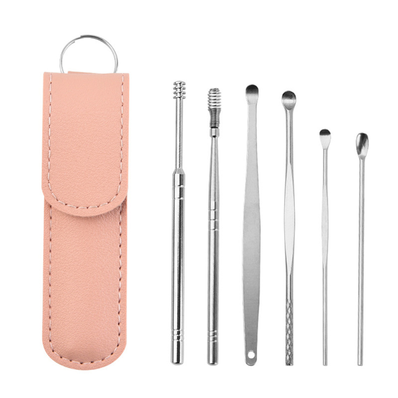 6-in-1 Stainless Steel Earwax Removal Kit | 360° Spiral Earpick Set for Safe & Effective Cleaning