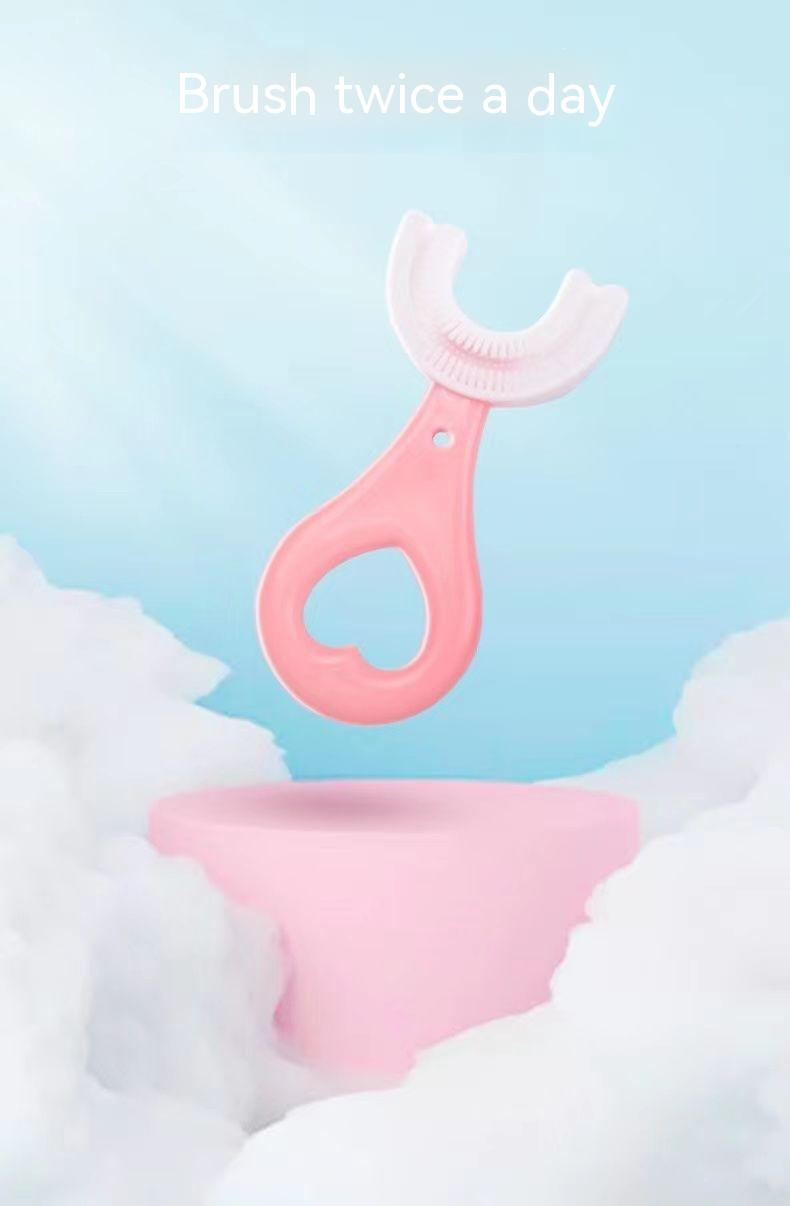 360° U-Shaped Baby Toothbrush | Food-Grade Soft Silicone Tooth Cleaner for Toddlers & Kids"