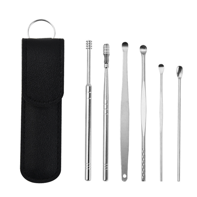 6-in-1 Stainless Steel Earwax Removal Kit | 360° Spiral Earpick Set for Safe & Effective Cleaning