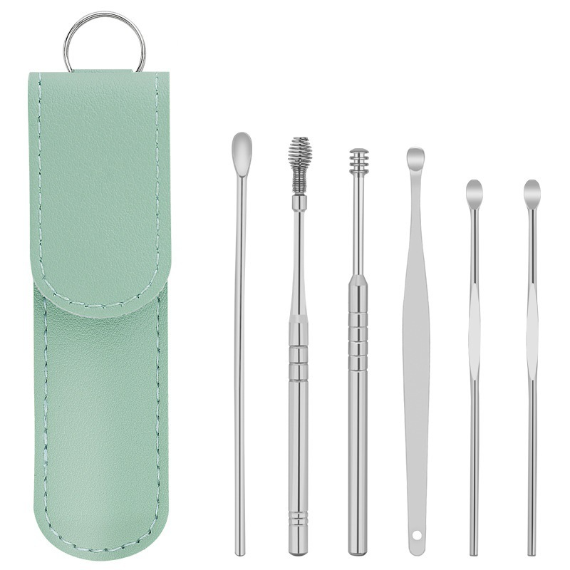 6-in-1 Stainless Steel Earwax Removal Kit | 360° Spiral Earpick Set for Safe & Effective Cleaning