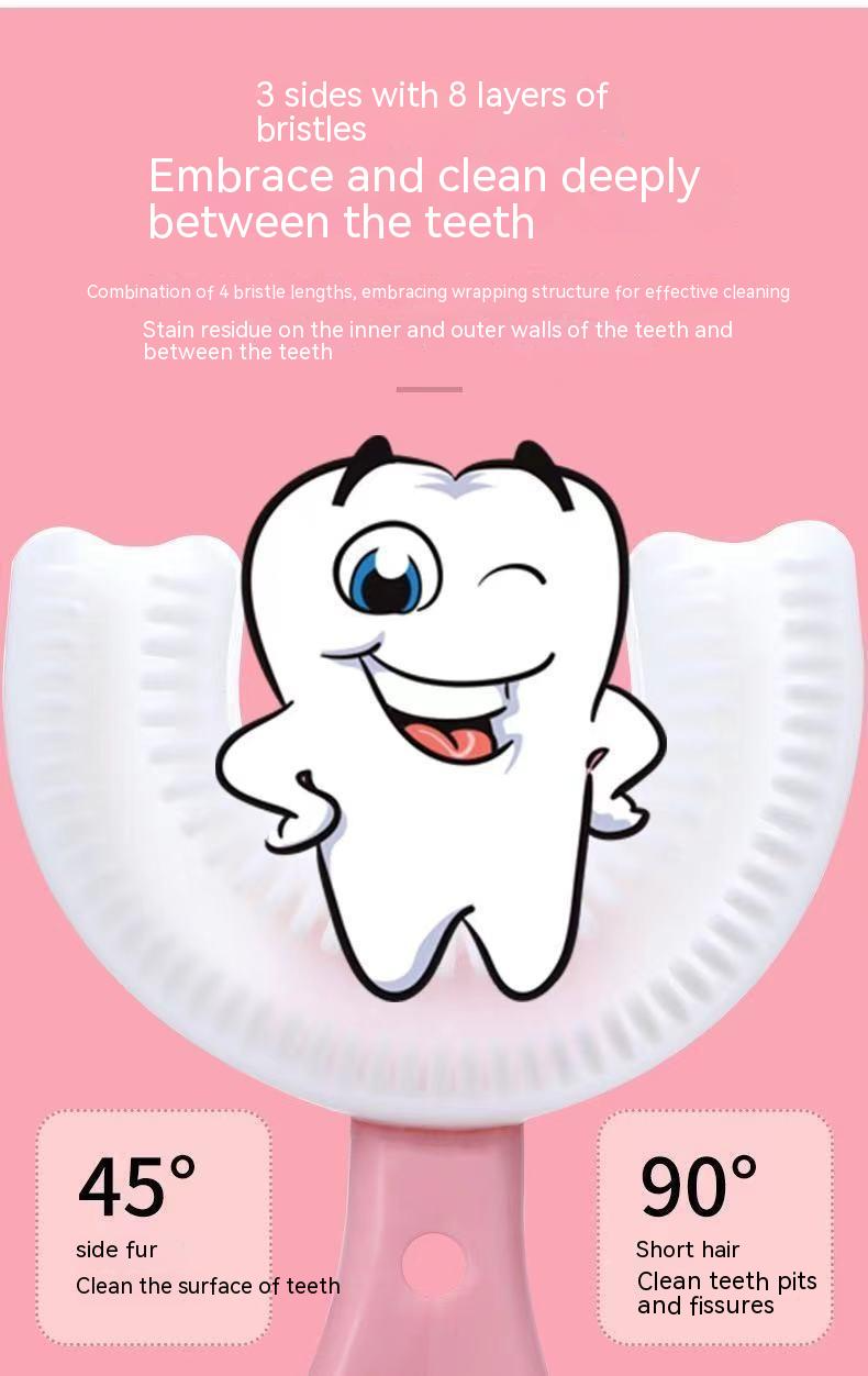 360° U-Shaped Baby Toothbrush | Food-Grade Soft Silicone Tooth Cleaner for Toddlers & Kids"