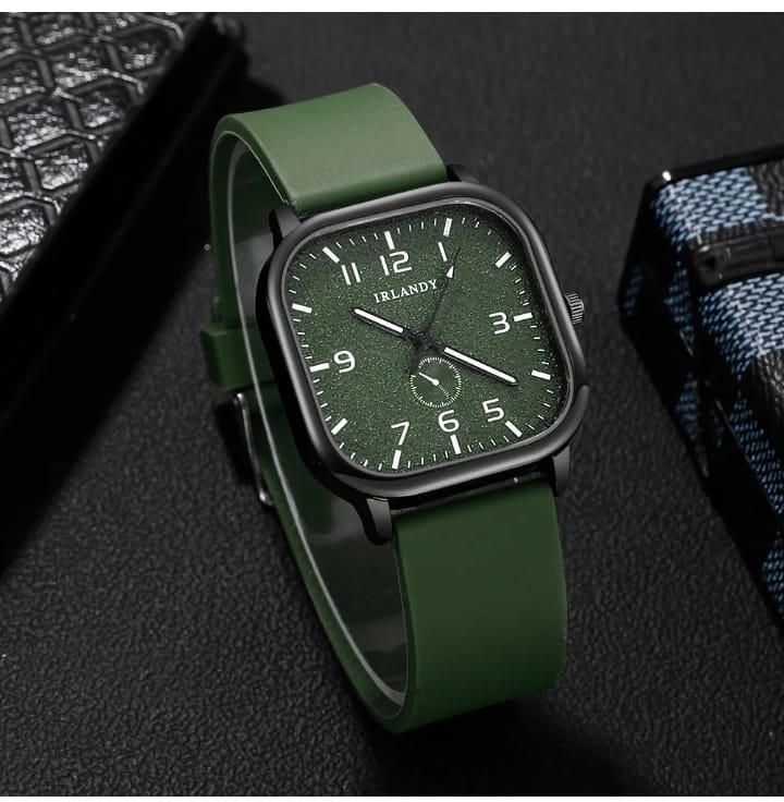 Casual Green Quartz Watch for Men β Bracelet Gift Set | Work & Daily Wear
