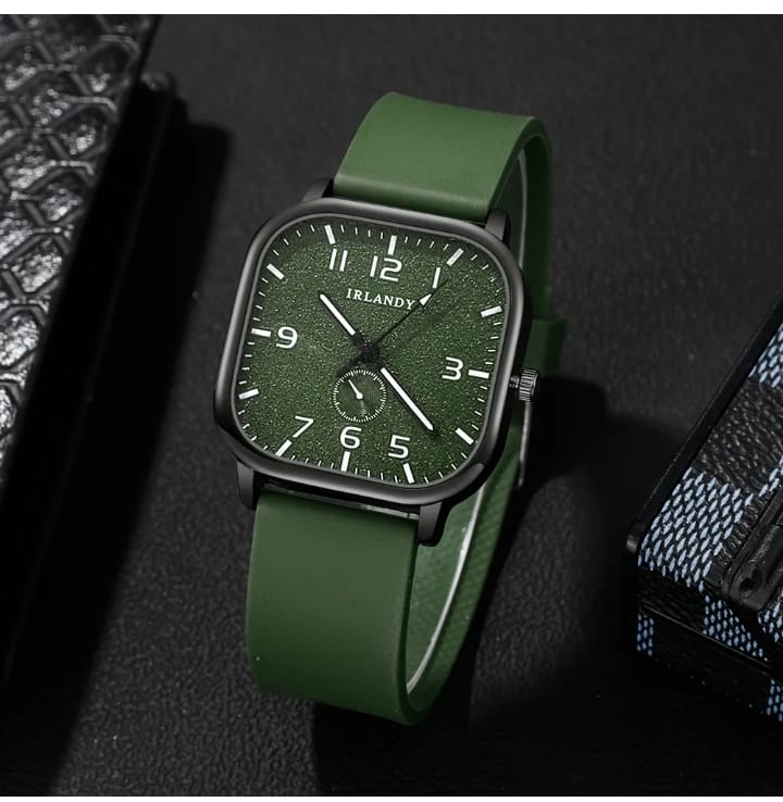 Casual Green Quartz Watch for Men β Bracelet Gift Set | Work & Daily Wear