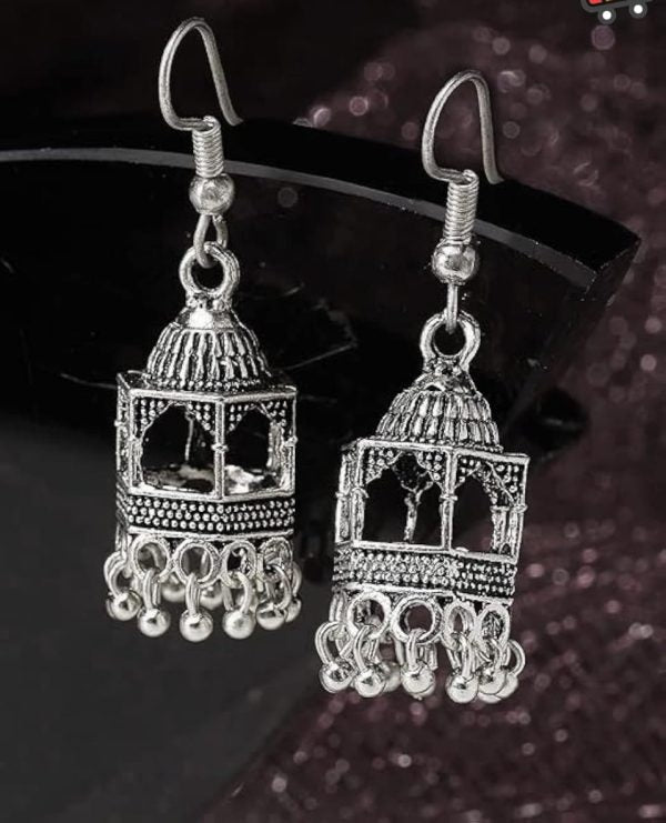 Elegant Silver Indian Jhumka / Jhumka Earrings By Quirky Fashions | Ethnic Wear | Casual Wear ₨191