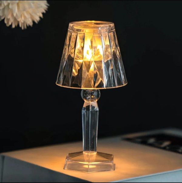 "Crystal Diamond LED Table Lamp – Elegant Night Light for Home & Bedroom (Battery Operated