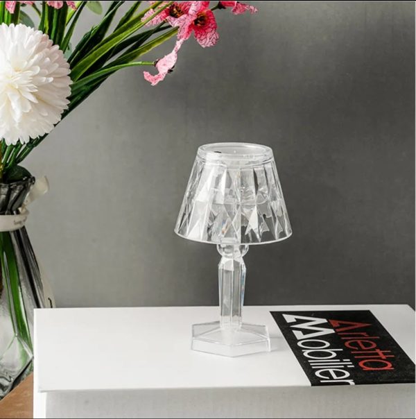 "Crystal Diamond LED Table Lamp – Elegant Night Light for Home & Bedroom (Battery Operated