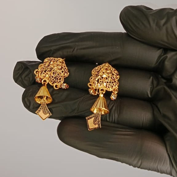 Luminous Gold Plated Earrings For Ladies And Girls | Gold Plated Earrings | Special For Daily Routine Use And For Wedding And Special Occasion | Without Box