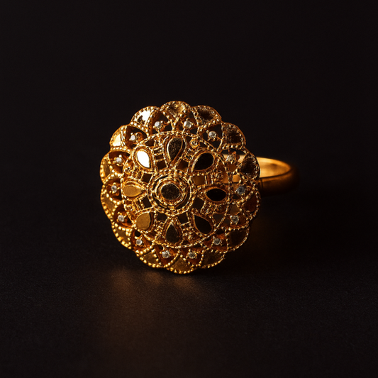 01 Pcs Gold Plated Ring For Ladies | Girls – Fancy Ring For Wedding | Special Occasion | Gold Plated | With Beautiful Box | Rings | Free Style – Without Box