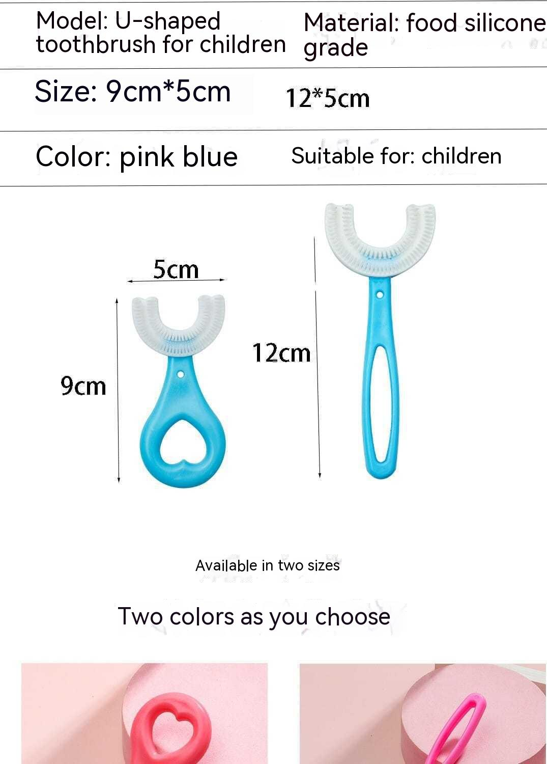 360° U-Shaped Baby Toothbrush | Food-Grade Soft Silicone Tooth Cleaner for Toddlers & Kids"