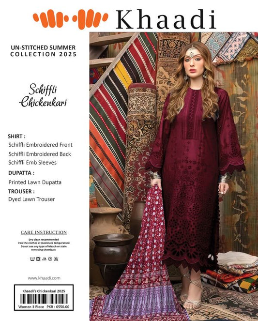 Khaadi ✨ 3 Piece Khaadi Chicken Kari Unstitched Suit New Collection For Womens