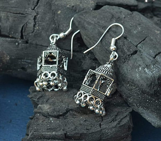 Elegant Silver Indian Jhumka / Jhumka Earrings By Quirky Fashions | Ethnic Wear | Casual Wear ₨191