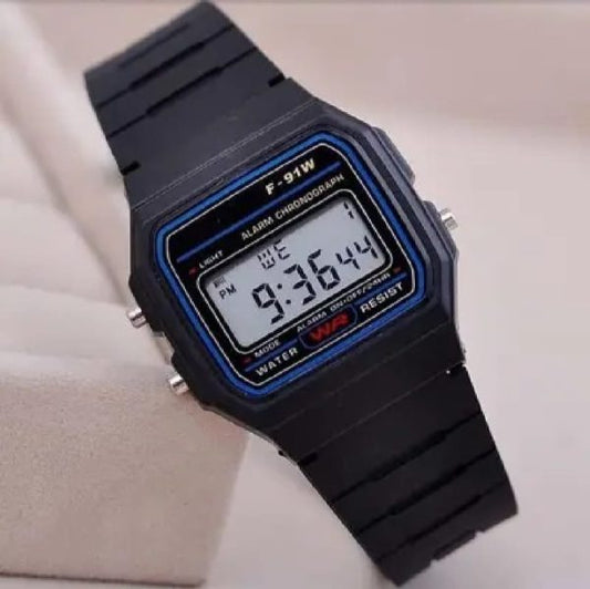 F91 W Luxury Wrist Watch Analog Digital Rubber Strap (without Box ) (black)